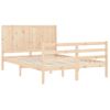 Vidaxl Estructura De Cama Con Cabecero Madera Maciza 140x200 Cm Marrón