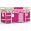 Vidaxl Cama Alta Para Niños Con Cortinas Madera Pino Rosa 90x190 Cm