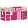 Vidaxl Cama Alta Para Niños Con Cortinas Madera Pino Rosa 90x190 Cm