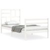 Vidaxl Estructura De Cama Individual Con Cabecero Madera Maciza Blanco