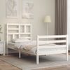 Vidaxl Estructura De Cama Individual Con Cabecero Madera Maciza Blanco