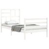 Vidaxl Estructura De Cama Individual Con Cabecero Madera Maciza Blanco