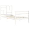 Vidaxl Estructura De Cama Individual Con Cabecero Madera Maciza Blanco