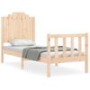 Vidaxl Estructura De Cama Individual Con Cabecero Madera Maciza Marrón