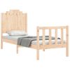 Vidaxl Estructura De Cama Individual Con Cabecero Madera Maciza Marrón