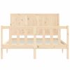 Vidaxl Estructura De Cama Con Cabecero Madera Maciza 140x200 Cm Marrón