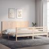 Vidaxl Estructura De Cama De Matrimonio Con Cabecero Madera Maciza Marrón