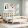 Vidaxl Estructura De Cama De Matrimonio Con Cabecero Madera Maciza Marrón