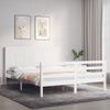 Vidaxl Estructura De Cama Con Cabecero Madera Maciza Blanco 160x200 Cm