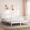 Vidaxl Estructura De Cama Con Cabecero Madera Maciza Blanco 160x200 Cm