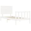 Vidaxl Estructura De Cama Individual Con Cabecero Madera Maciza Blanco