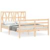 Vidaxl Estructura De Cama De Matrimonio Con Cabecero Madera Maciza Marrón