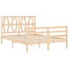 Vidaxl Estructura De Cama De Matrimonio Con Cabecero Madera Maciza Marrón