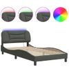 Vidaxl Estructura De Cama Con Luces Led Tela Gris Oscuro 100x200 Cm