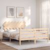 Vidaxl Estructura De Cama Con Cabecero Madera Maciza 140x190 Cm Marrón