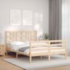 Vidaxl Estructura De Cama Con Cabecero Madera Maciza 140x190 Cm Marrón