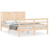 Vidaxl Estructura De Cama Con Cabecero Madera Maciza 140x190 Cm Marrón