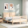 Vidaxl Estructura De Cama Con Cabecero Madera Maciza 140x190 Cm Marrón