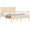 Vidaxl Estructura De Cama Con Cabecero Madera Maciza 140x190 Cm Marrón