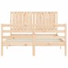 Vidaxl Estructura De Cama Con Cabecero Madera Maciza 140x190 Cm Marrón