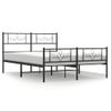 Vidaxl Estructura De Cama Cabecero Y Estribo Metal Negro 135x190 Cm