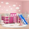 Vidaxl Cama Alta Para Niños Con Cortinas Madera Pino Rosa 90x190 Cm