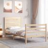 Vidaxl Estructura De Cama Individual Con Cabecero Madera Maciza Marrón