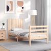 Vidaxl Estructura De Cama Individual Con Cabecero Madera Maciza Marrón