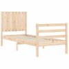 Vidaxl Estructura De Cama Individual Con Cabecero Madera Maciza Marrón