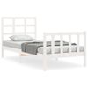 Vidaxl Estructura De Cama Individual Con Cabecero Madera Maciza Blanco