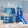 Vidaxl Cama Alta Para Niños Con Torre Madera Pino Azul 90x190 Cm