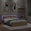 Vidaxl Estructura De Cama Cabecero Y Luces Led Roble Sonoma 150x200 Cm Marrón