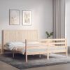 Vidaxl Estructura De Cama Con Cabecero Madera Maciza 160x200 Cm Marrón