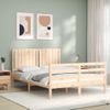 Vidaxl Estructura De Cama De Matrimonio Con Cabecero Madera Maciza Marrón