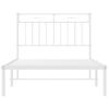 Vidaxl Estructura De Cama De Metal Con Cabecero Blanco 100x190 Cm