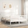 Vidaxl Estructura De Cama Matrimonio Con Cabecero Madera Maciza Blanco