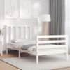 Vidaxl Estructura De Cama Individual Con Cabecero Madera Maciza Blanco