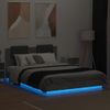 Vidaxl Estructura De Cama Cabecero Luces Led Gris Hormigón 150x200 Cm