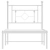 Vidaxl Estructura De Cama De Metal Con Cabecero Blanco 80x200 Cm