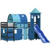 Vidaxl Cama Alta Para Niños Con Torre Madera Pino Azul 90x190 Cm