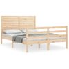 Vidaxl Estructura De Cama De Matrimonio Con Cabecero Madera Maciza Marrón