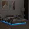 Vidaxl Estructura De Cama Con Luces Led Roble Sonoma 140x190 Cm Marrón