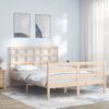 Vidaxl Estructura De Cama De Matrimonio Con Cabecero Madera Maciza Marrón