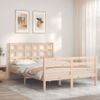 Vidaxl Estructura De Cama De Matrimonio Con Cabecero Madera Maciza Marrón