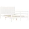 Vidaxl Estructura De Cama Con Cabecero Madera Maciza Blanco 140x200 Cm