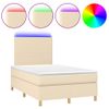 Vidaxl Cama Box Spring Con Colchón Y Luces Led Tela Crema 120x190 Cm