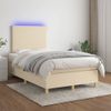 Vidaxl Cama Box Spring Con Colchón Y Luces Led Tela Crema 120x190 Cm