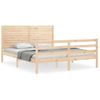 Vidaxl Estructura De Cama De Matrimonio Con Cabecero Madera Maciza Marrón