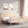 Vidaxl Estructura De Cama De Matrimonio Con Cabecero Madera Maciza Marrón