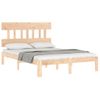 Vidaxl Estructura De Cama De Matrimonio Con Cabecero Madera Maciza Marrón